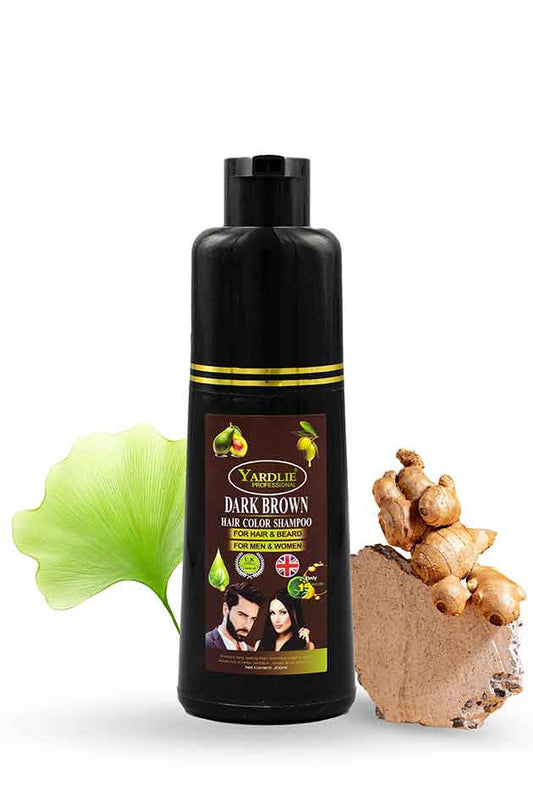 Yardlie Hair Color Shampoo UK-Based Dark Brown & Natural Black 5-in-1 Color Care 200ML